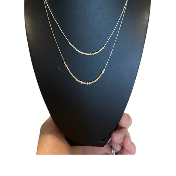 Demarco Morse code Elegant Gold and Silver Layered Necklace - Picture 2 of 4